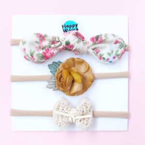 set cintillos para bebes con flores y lazos