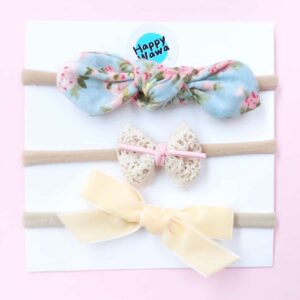 set cintillos para bebes con flores y lazos