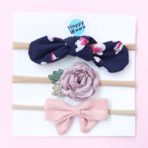 set cintillos para bebes con flores y lazos