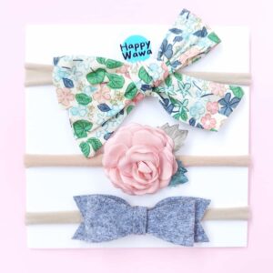 set cintillos para bebes con flores y lazos