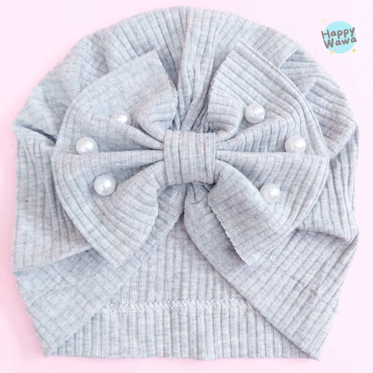 turbante de bebe gris