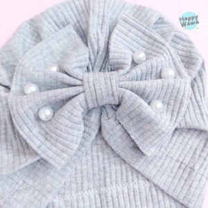 turbante de bebe gris