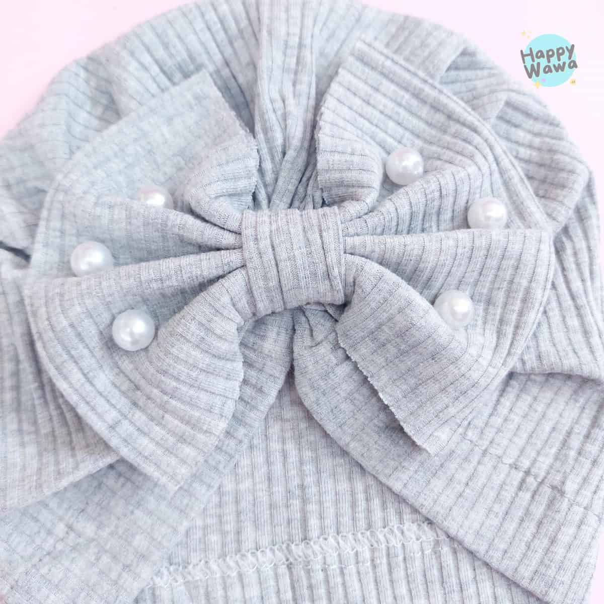 turbante de bebe gris