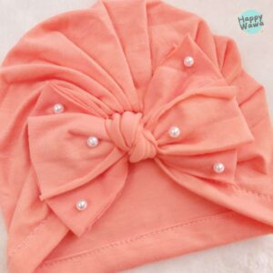 Turbante liso perlas - damasco