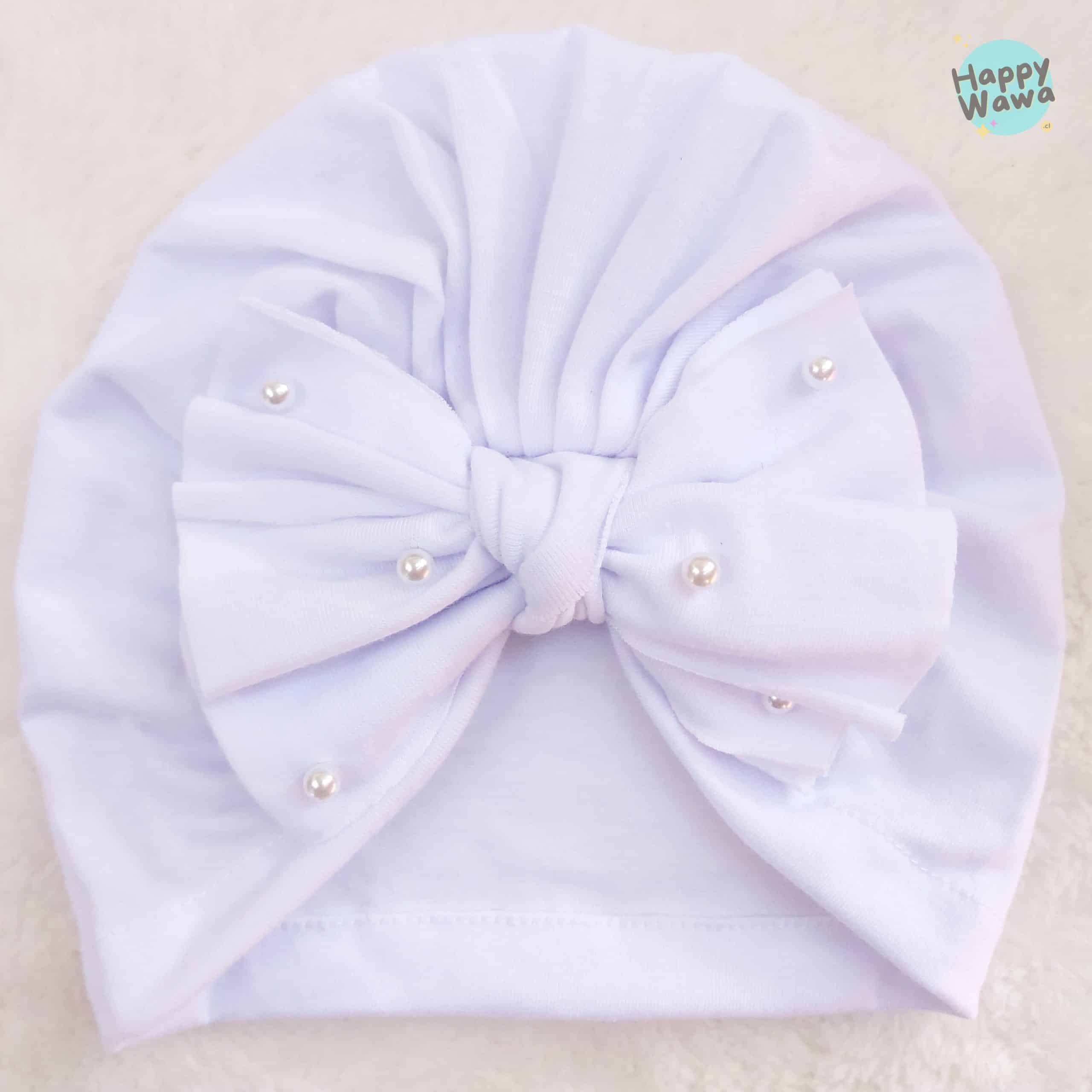 Turbante liso perlas - blanco - Imagen 2