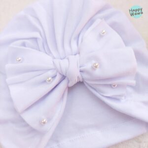 Turbante liso perlas - blanco