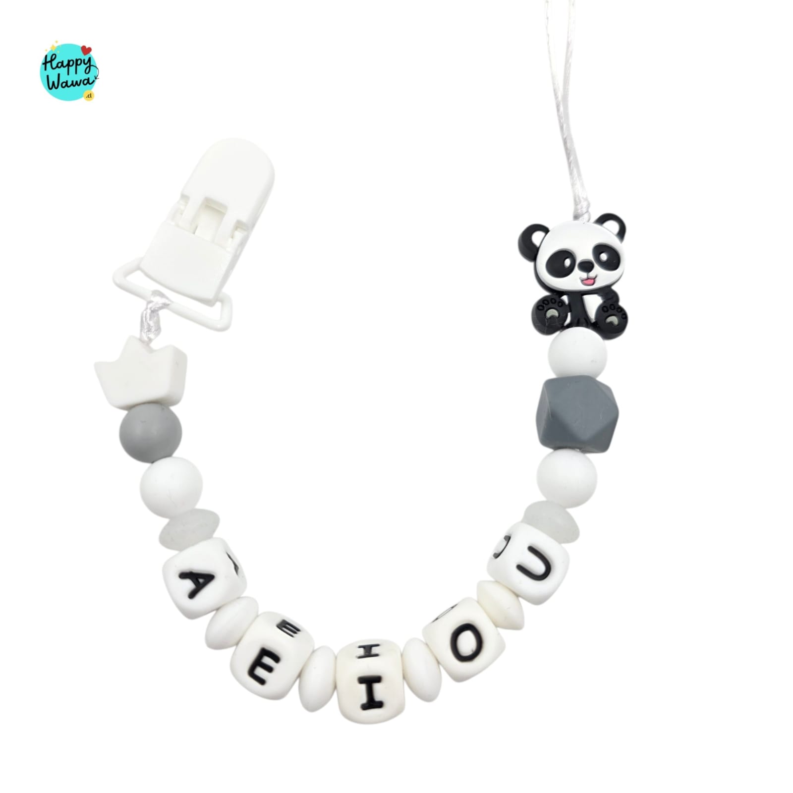 Portachupete con nombre personalizado - panda gris - Imagen 2