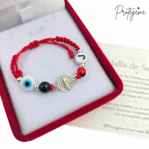 PULSERA SAN BENITO PLATA 925 PEONIA, TURMALINA NEGRA OJO TURCO